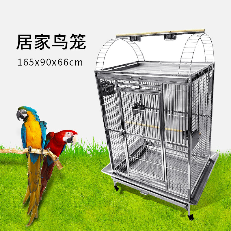SUS201 Stainless Steel Parrot Cage 90x66x160cm Play Top Bird Cage Big Macaw Cage
