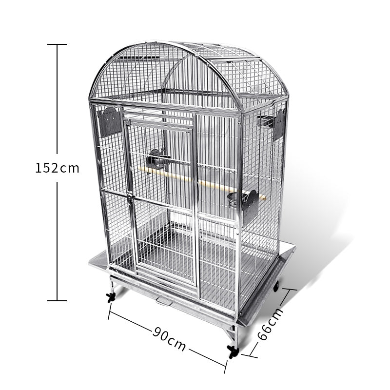 SUS201 Stainless Steel Parrot Cage 90x66x152cm Dome Top Bird Cage Big Macaw Cage