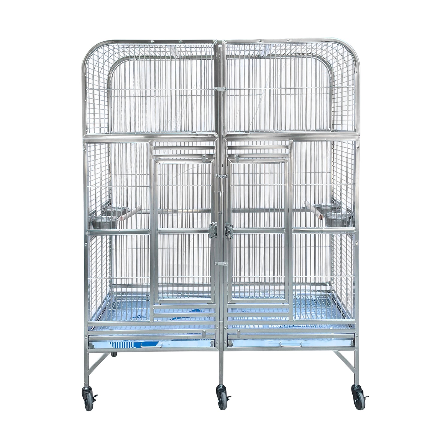 SUS201 Stainless Steel Parrot Cage 127x60x160cm Great Twins Bird Cage Big Macaw