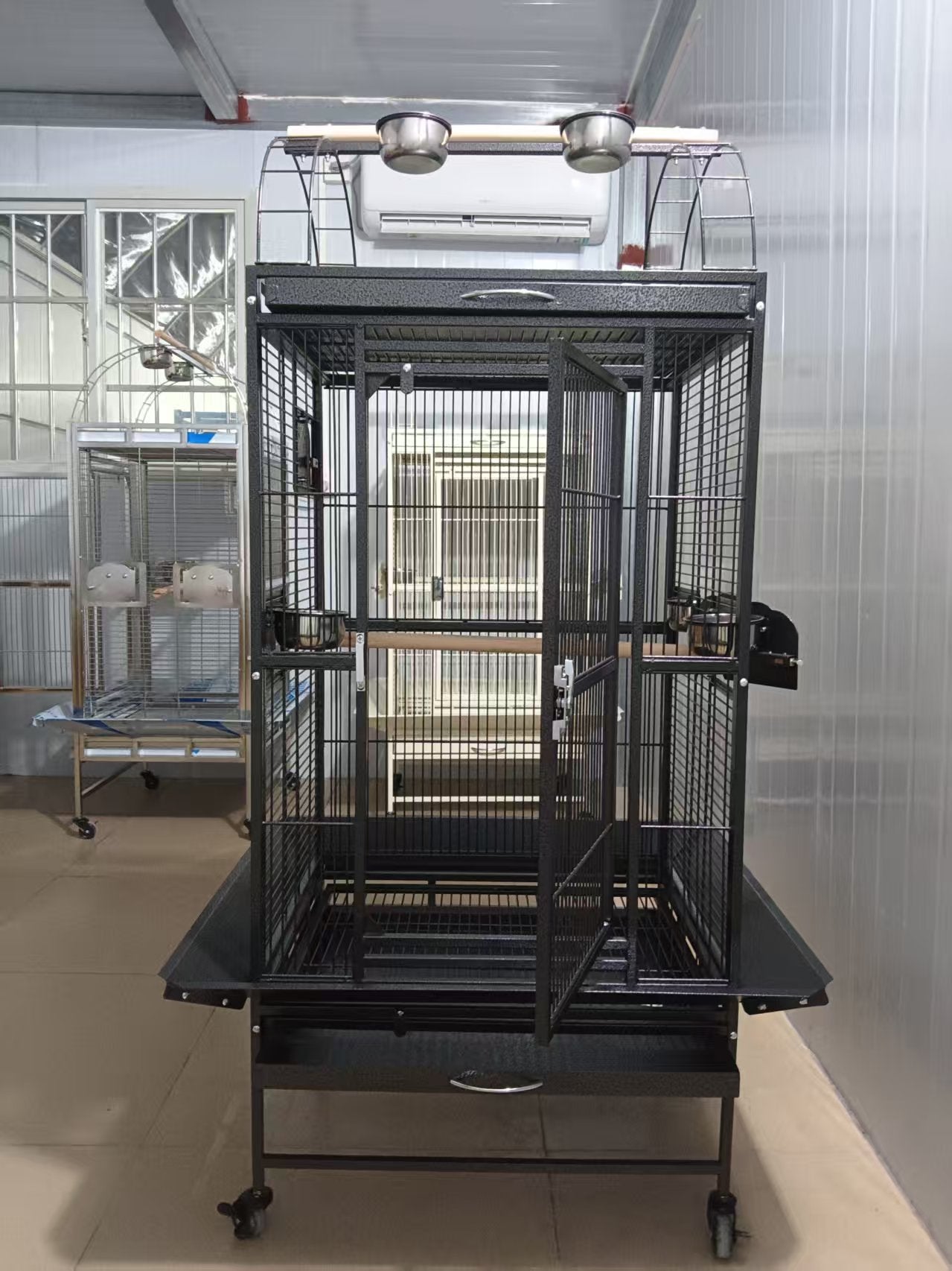 Black Vein Metal Play Top Style Small Bird Cage Parrot Cage 24" x 20" x 56"