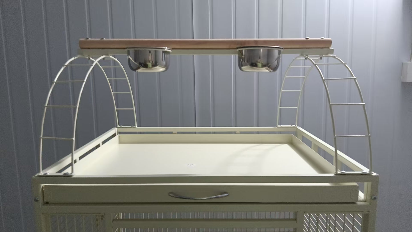 Eggshell White Metal Play Top Style Small Bird Cage Parrot Cage 24" x 20" x 56"