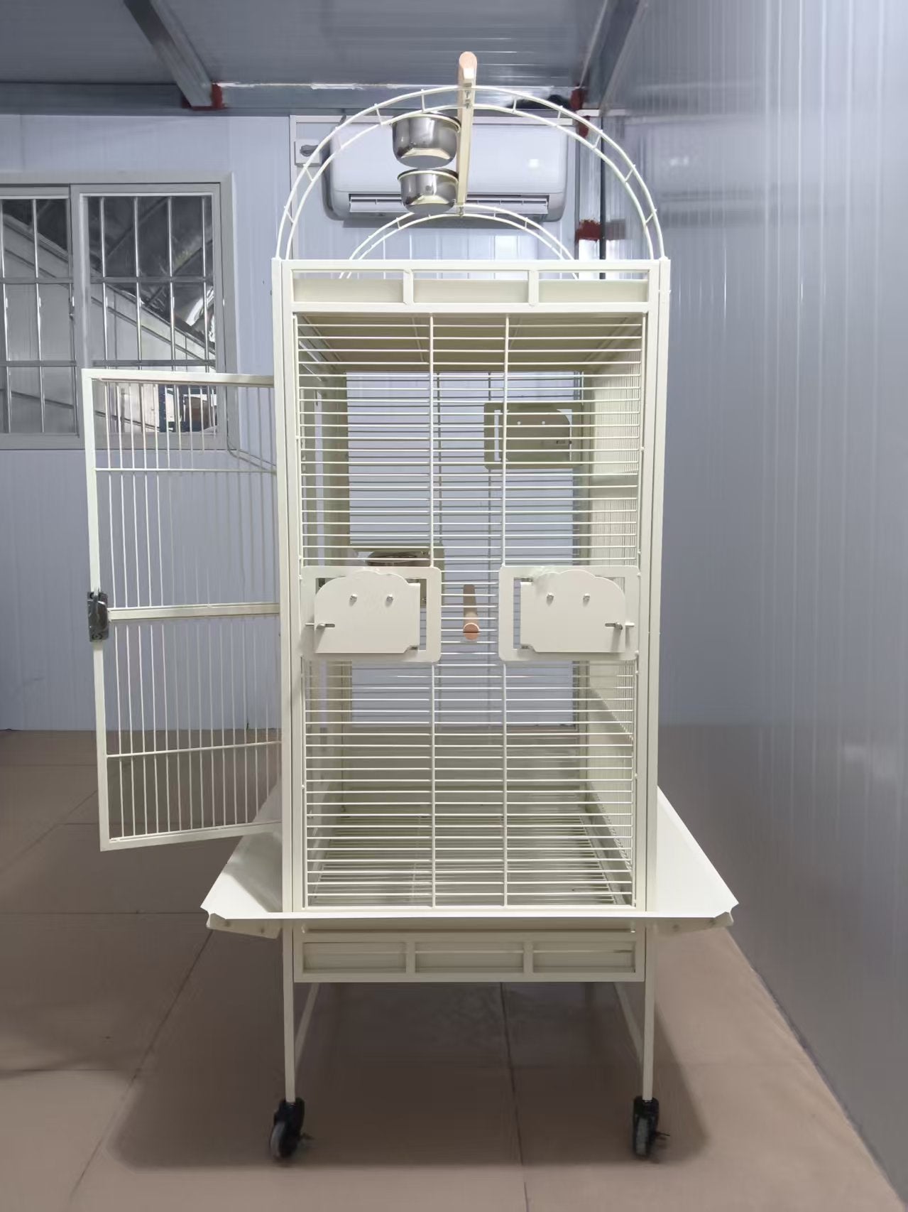 Eggshell White Metal Play Top Style Small Bird Cage Parrot Cage 24" x 20" x 56"