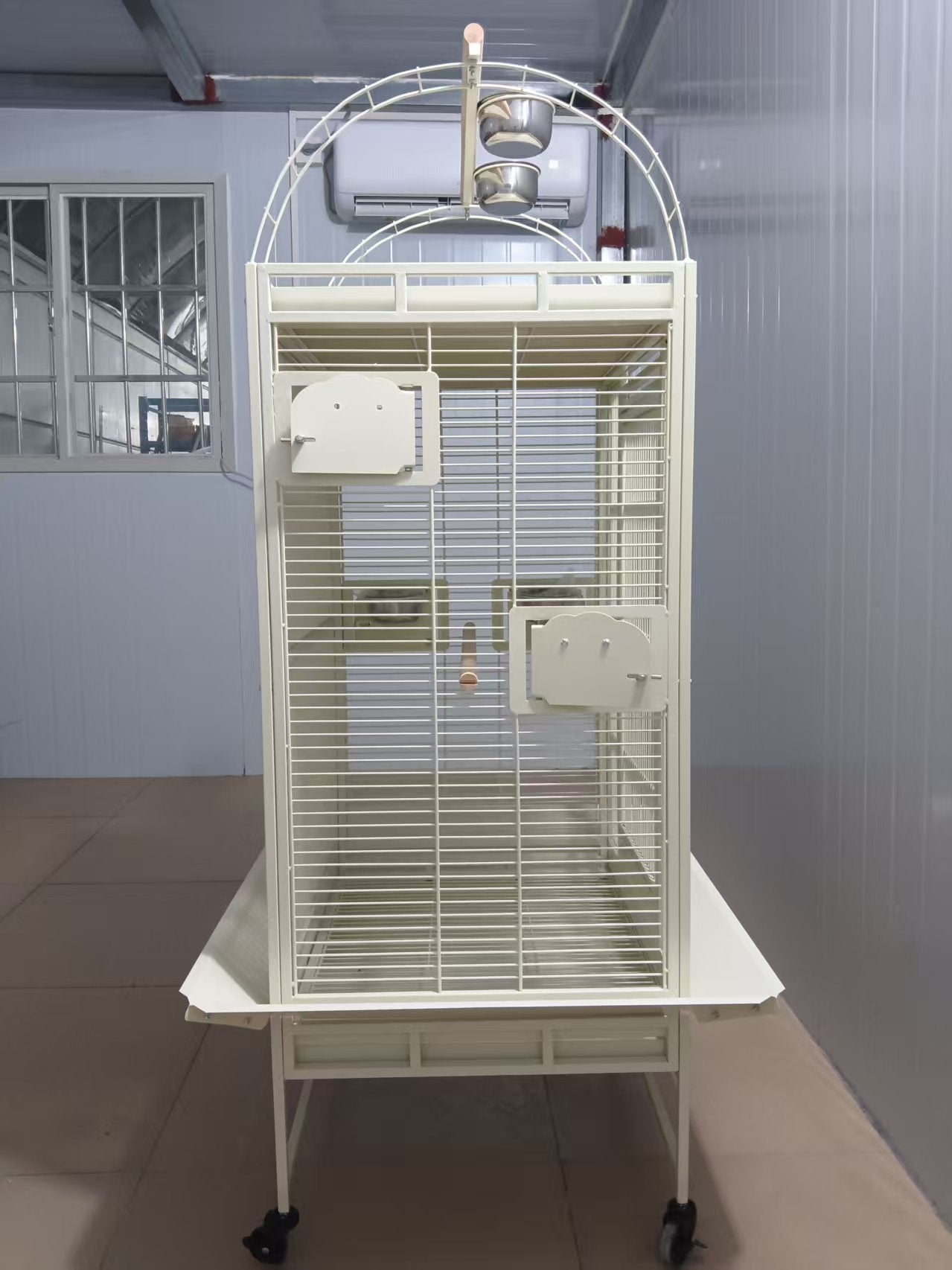 Eggshell White Metal Play Top Style Small Bird Cage Parrot Cage 24" x 20" x 56"