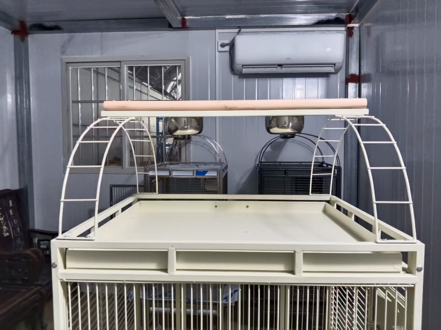 Eggshell White Metal Play Top Style Small Bird Cage Parrot Cage 24" x 20" x 56"