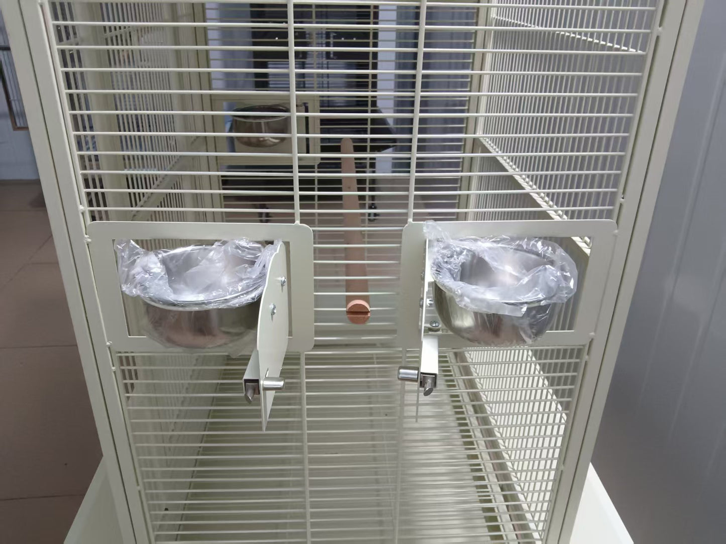 Eggshell White Metal Play Top Style Small Bird Cage Parrot Cage 24" x 20" x 56"
