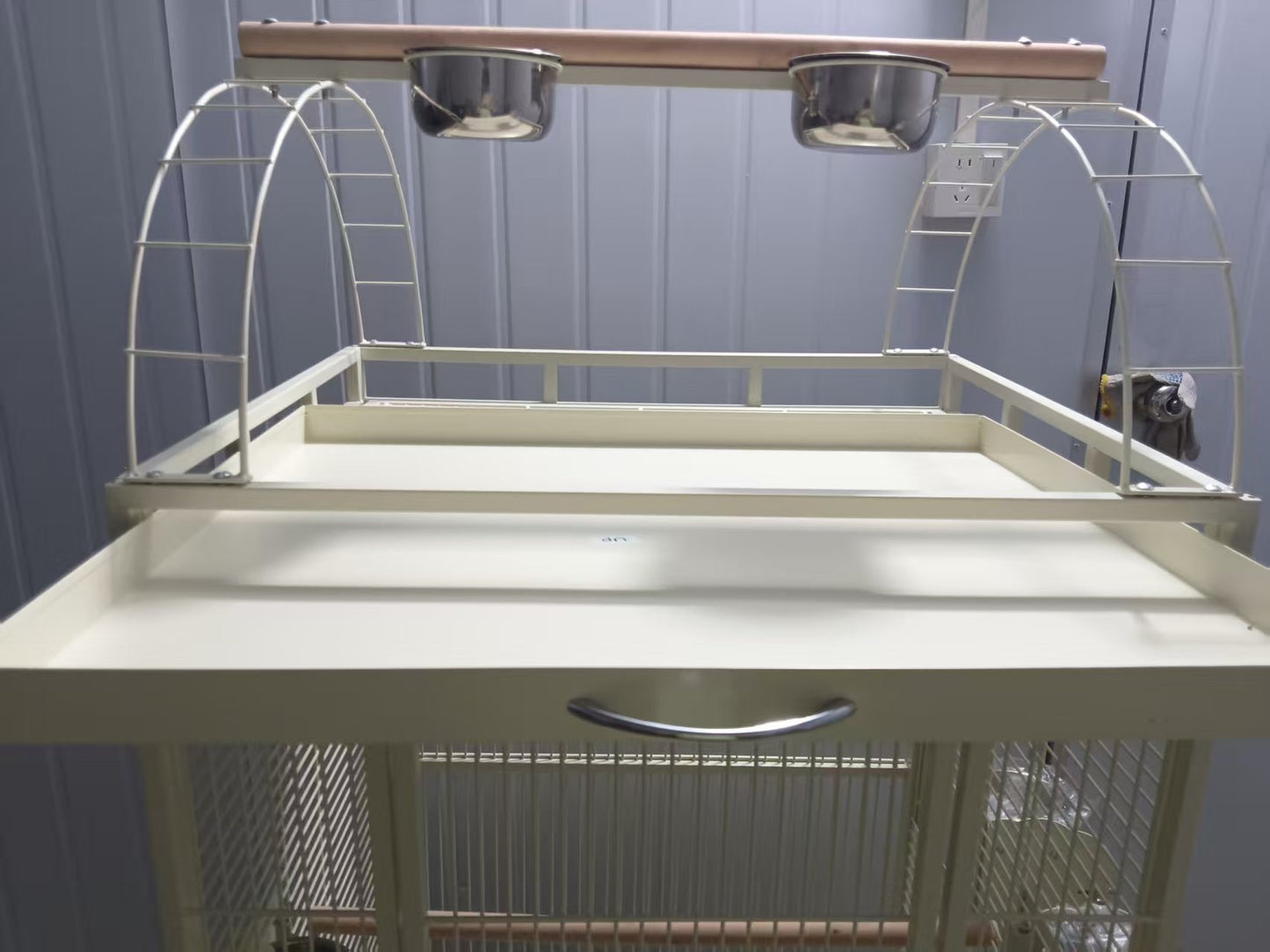 Eggshell White Metal Play Top Style Small Bird Cage Parrot Cage 24" x 20" x 56"