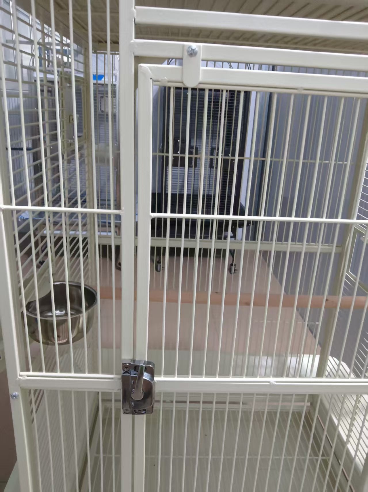 Eggshell White Metal Play Top Style Small Bird Cage Parrot Cage 24" x 20" x 56"