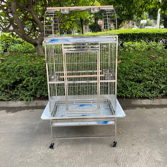 SUS201 Stainless Steel Parrot Cage 80x55x160cm Play Top Bird Cage Big Macaw