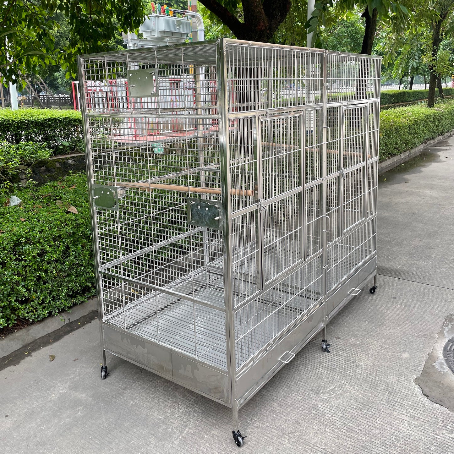 SUS201 Stainless Steel Parrot Cage 200x100x185cm Great Twins Bird Cage Big Macaw