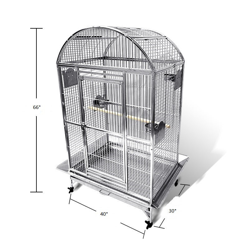 SUS201 Stainless Steel Parrot Cage 100x75x162cm Dome Top Bird Cage Macaw Cage