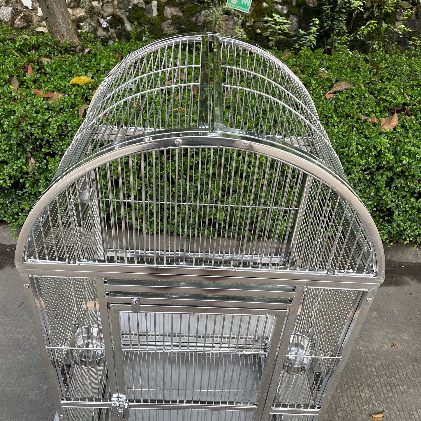 SUS201 Stainless Steel Parrot Cage 60x50x145cm Dome Top Bird Cage Big Macaw cage