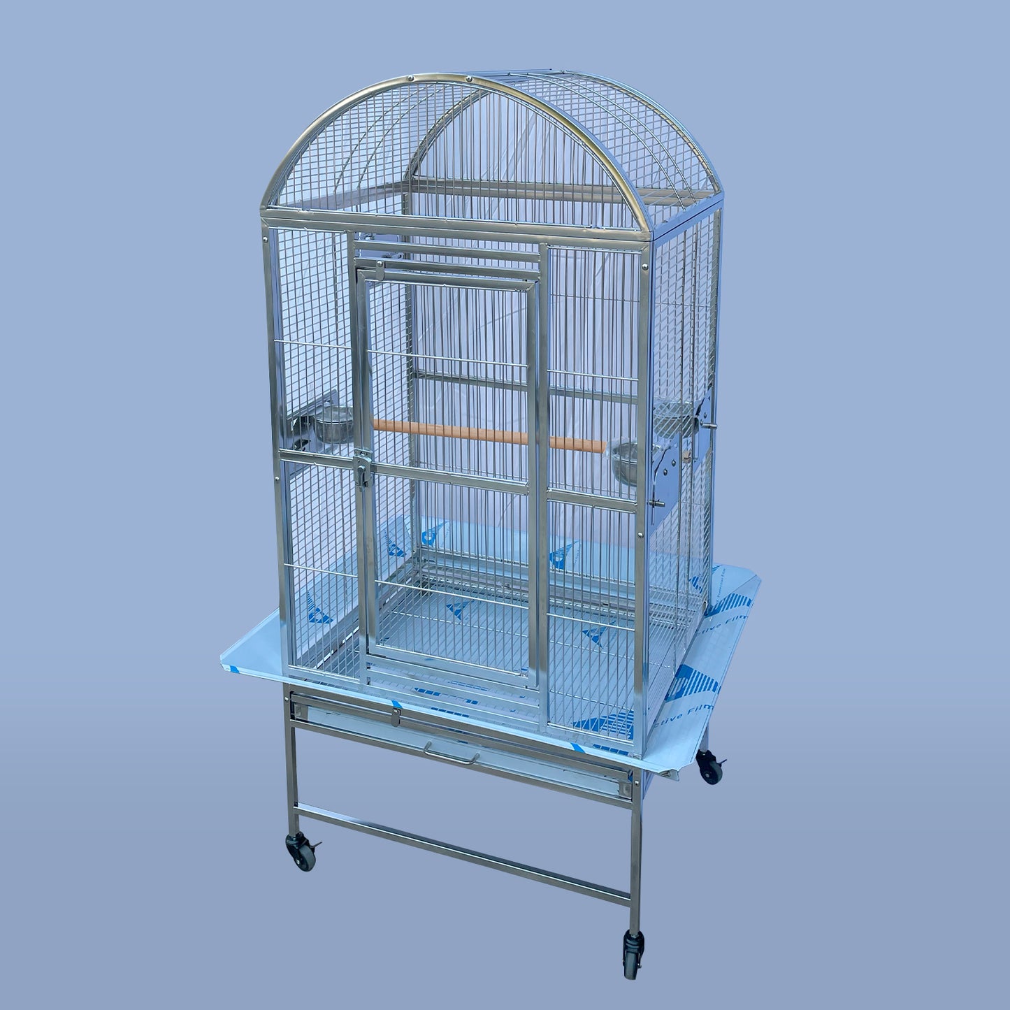 SUS201 Stainless Steel Parrot Cage 60x50x145cm Dome Top Bird Cage Big Macaw cage