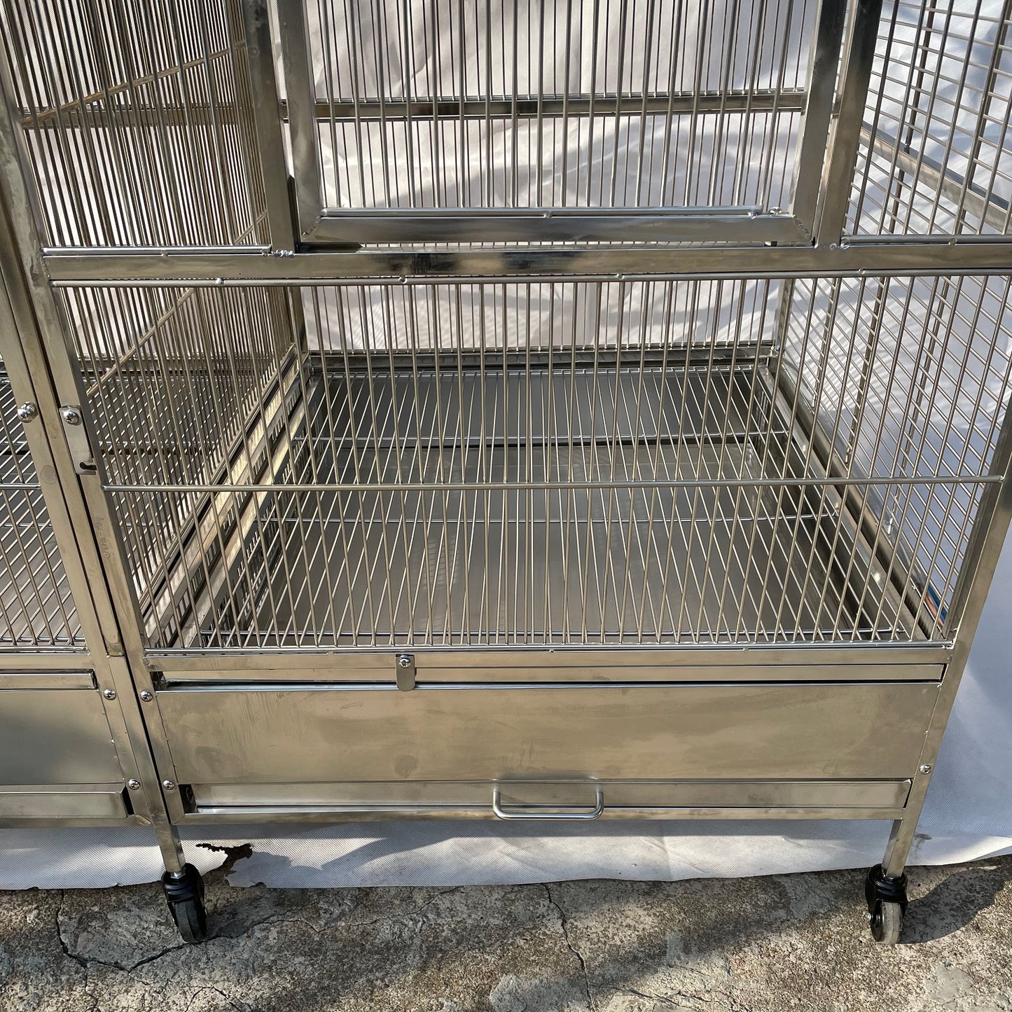 Stainless Steel SUS201 Square Top Twins Style Bird Cage Parrot Cage 56"x28"x75"