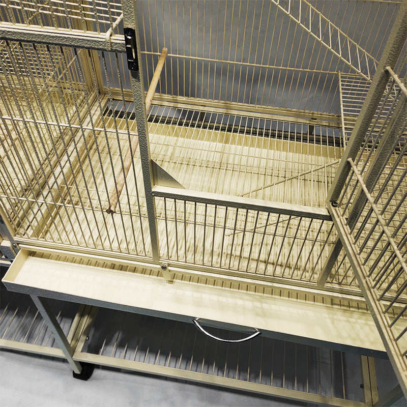 Black Vein Metal Bird Cage Twins Style For Small Pet and Parrot 152x46x 148cm