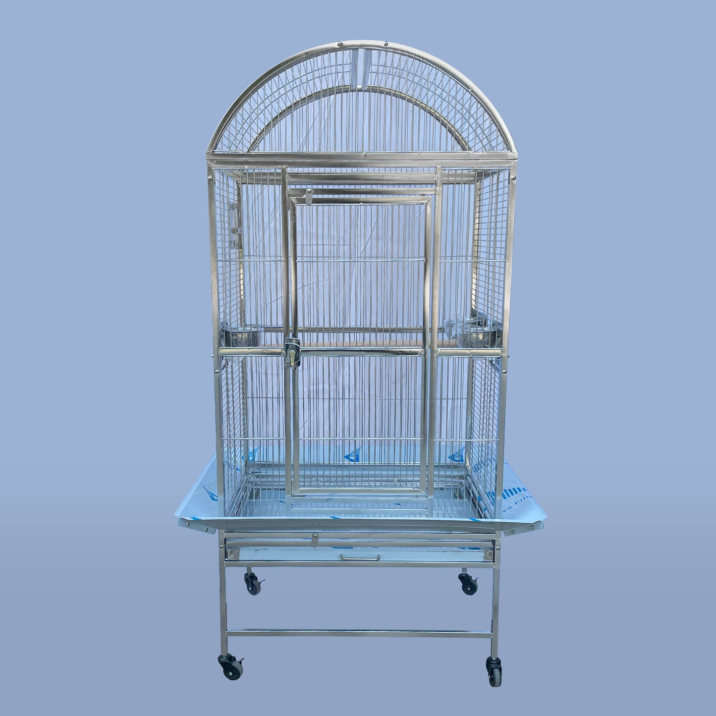 SUS201 Stainless Steel Parrot Cage 60x50x145cm Dome Top Bird Cage Big Macaw cage