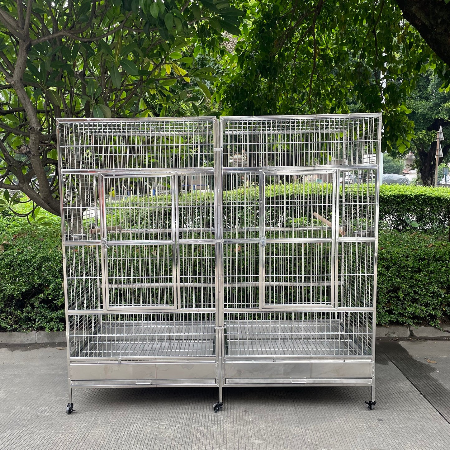 SUS201 Stainless Steel Parrot Cage 200x100x185cm Great Twins Bird Cage Big Macaw
