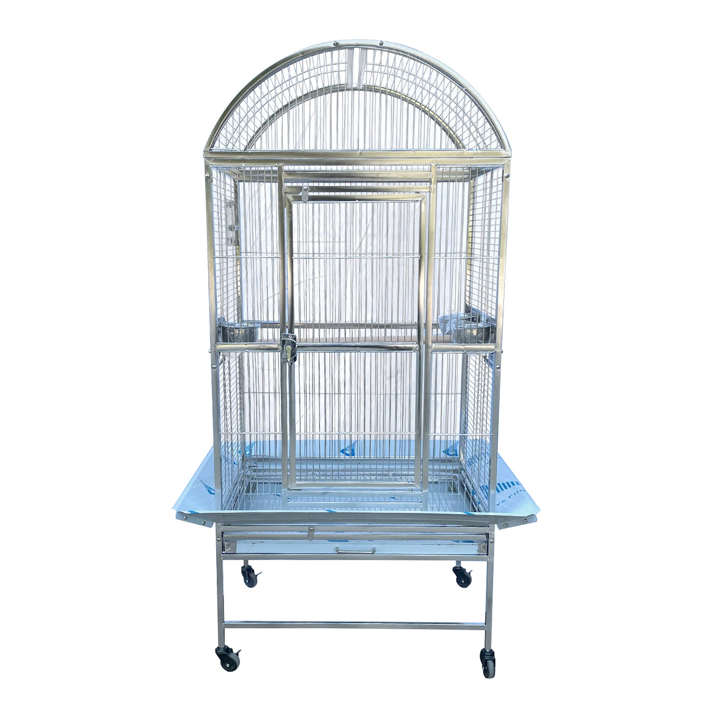 SUS201 Stainless Steel Parrot Cage 60x50x145cm Dome Top Bird Cage Big Macaw cage
