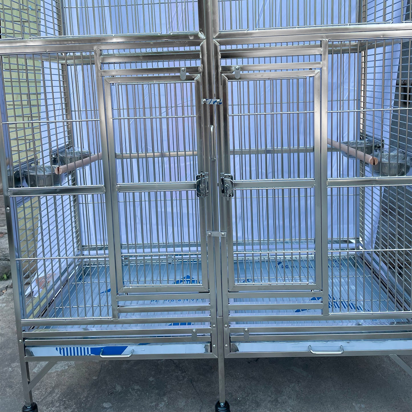 SUS201 Stainless Steel Parrot Cage 127x60x160cm Great Twins Bird Cage Big Macaw