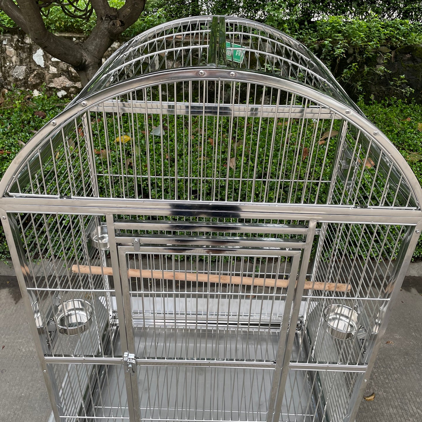 SUS201 Stainless Steel Parrot Cage 100x75x162cm Dome Top Bird Cage Macaw Cage