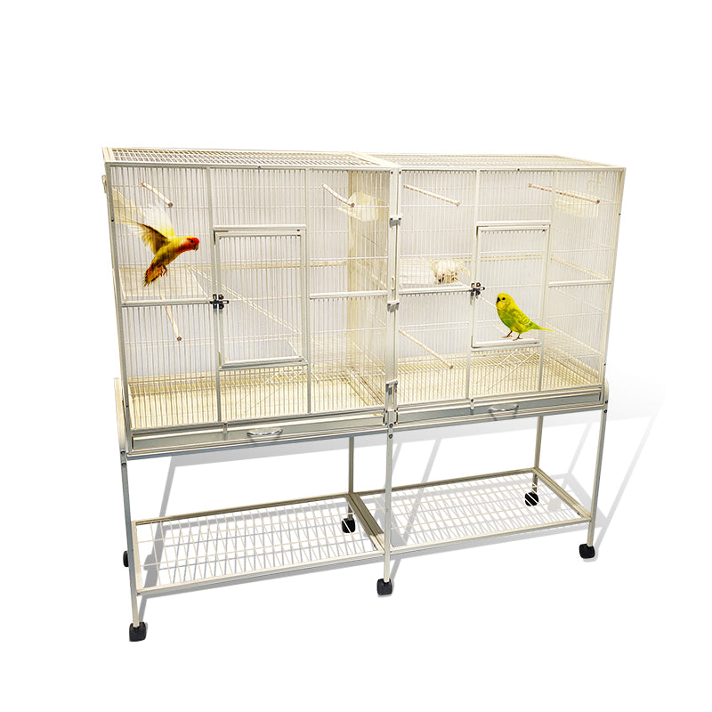Metal Bird Cage Twins Style For Small Pet and Parrot 152x46x 148cm
