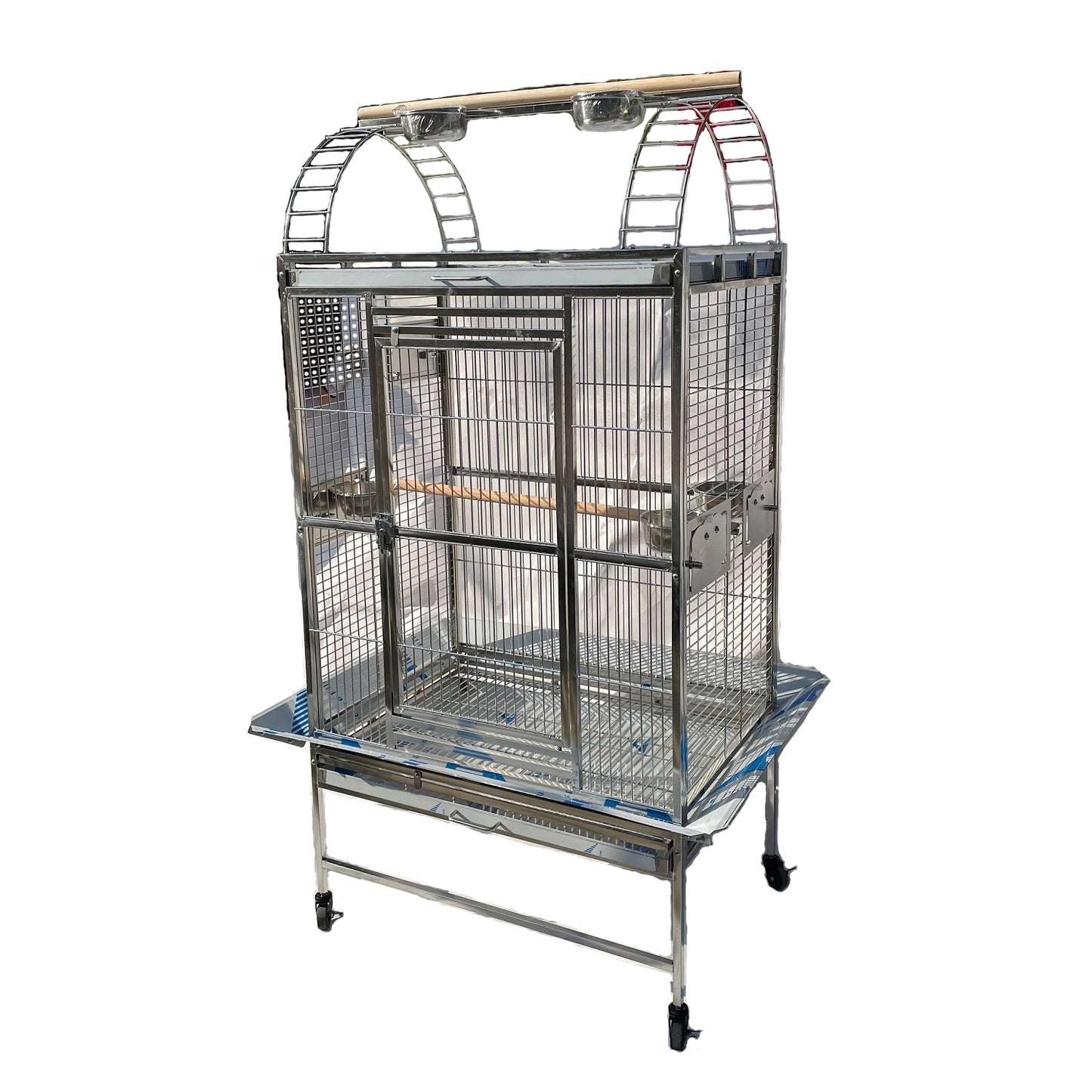 SUS201 Stainless Steel Parrot Cage 80x55x160cm Play Top Bird Cage Big Macaw