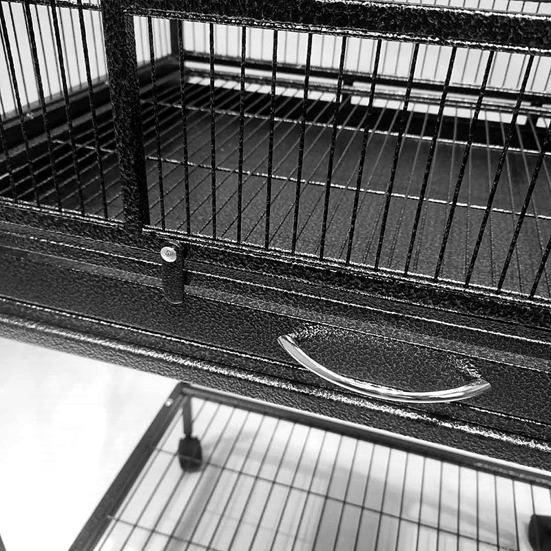 Eggshell White Metal Bird Cage Twins Style For Small Pet and Parrot 76x46x 190cm