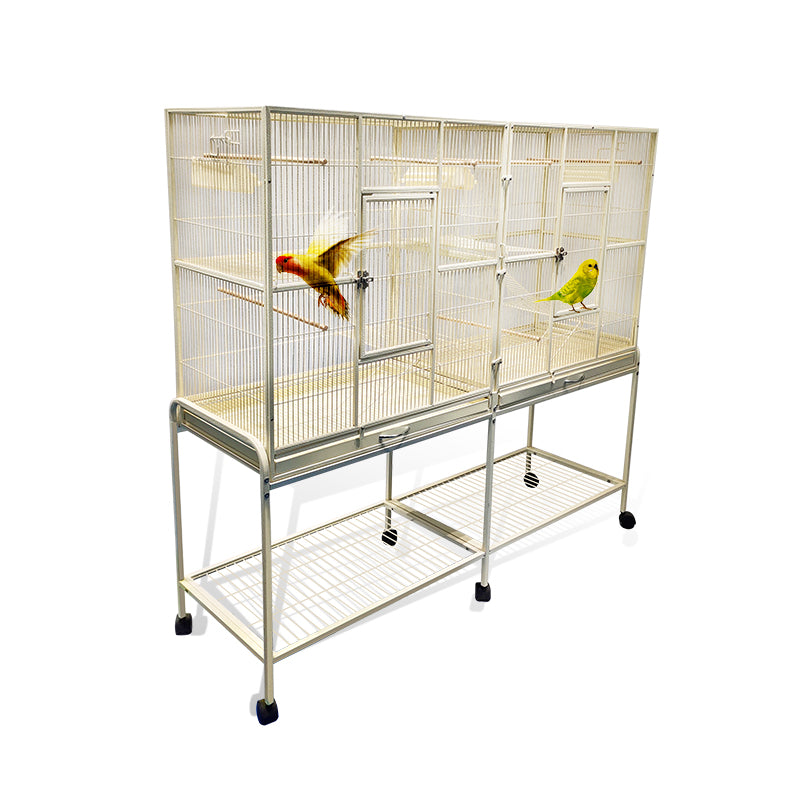 Metal Bird Cage Twins Style For Small Pet and Parrot 152x46x 148cm