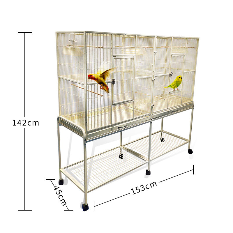 Metal Bird Cage Twins Style For Small Pet and Parrot 152x46x 148cm