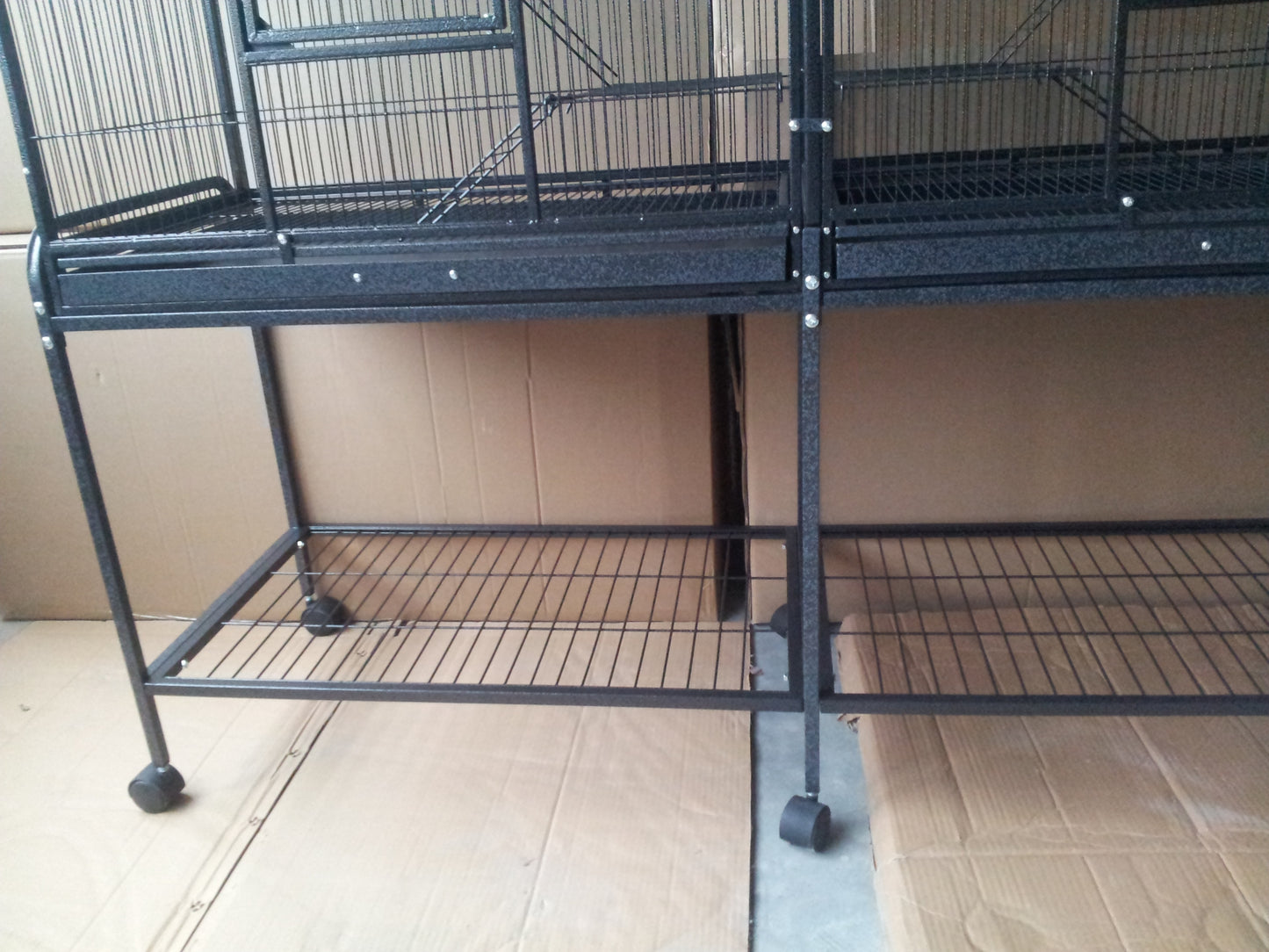Black Vein Metal Bird Cage Twins Style For Small Pet and Parrot 152x46x 148cm