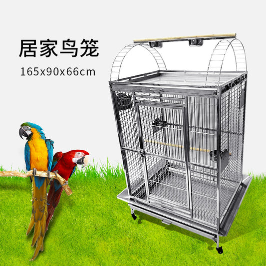 SUS201 Stainless Steel Parrot Cage 90x66x160cm Play Top Bird Cage Big Macaw Cage