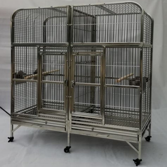 SUS201 Stainless Steel Parrot Cage 127x60x160cm Great Twins Bird Cage Big Macaw