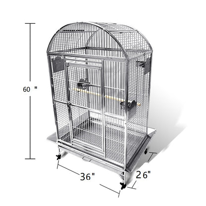 SUS201 Stainless Steel Parrot Cage 90x66x152cm Dome Top Bird Cage Big Macaw Cage