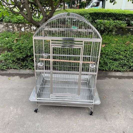 SUS201 Stainless Steel Parrot Cage 100x75x162cm Dome Top Bird Cage Macaw Cage
