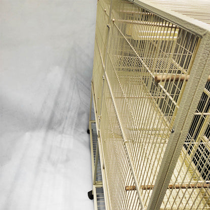 Black Vein Metal Bird Cage Twins Style For Small Pet and Parrot 152x46x 148cm