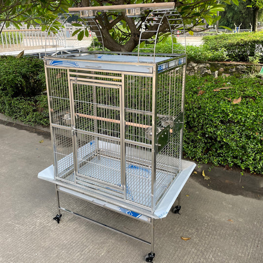 SUS201 Stainless Steel Parrot Cage 80x55x160cm Play Top Bird Cage Big Macaw