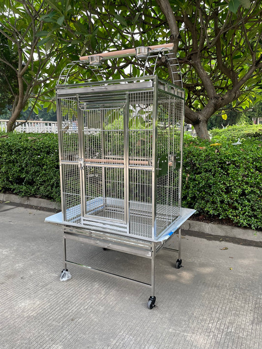 SUS201 Stainless Steel Parrot Cage 70x50x170cm Play Top Bird Cage Big Macaw