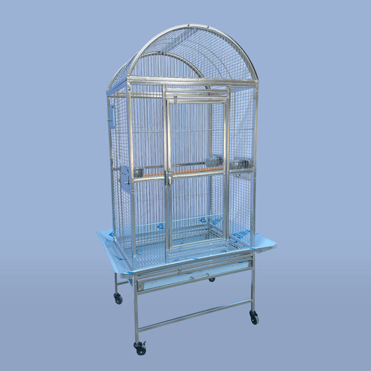 SUS201 Stainless Steel Parrot Cage 60x50x145cm Dome Top Bird Cage Big Macaw cage