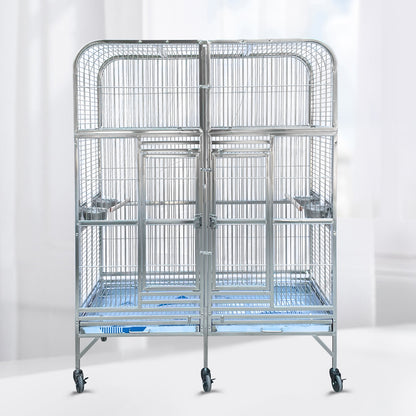 SUS201 Stainless Steel Parrot Cage 127x60x160cm Great Twins Bird Cage Big Macaw