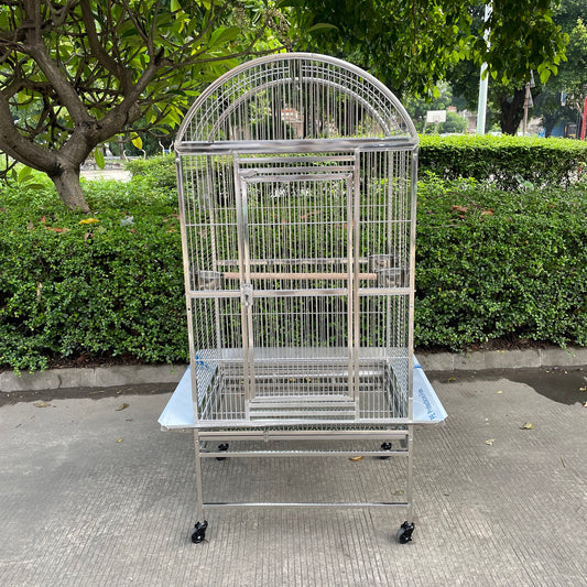 SUS201 Stainless Steel Parrot Cage 70x55x152cm Dome Top Bird Cage Big Macaw