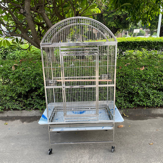 SUS201 Stainless Steel Parrot Cage 80x55x160cm Dome Top Bird Cage Big Macaw