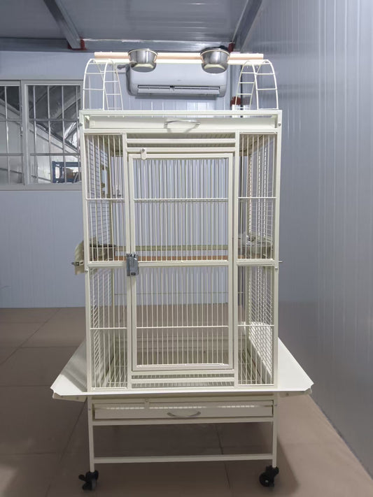 Eggshell White Metal Play Top Style Small Bird Cage Parrot Cage 24" x 20" x 56"