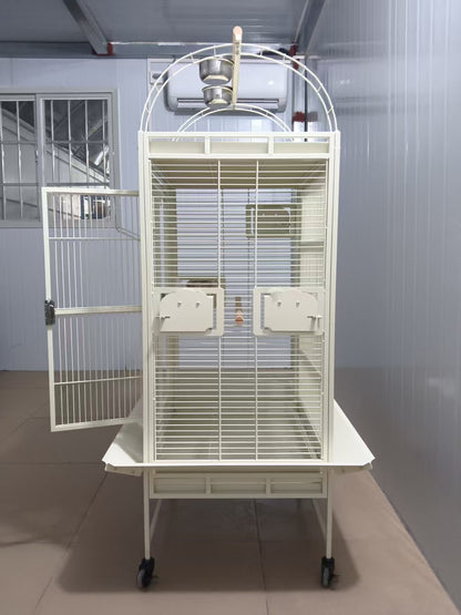 Eggshell White Metal Play Top Style Small Bird Cage Parrot Cage 24" x 20" x 56"