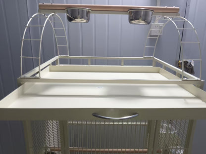 Eggshell White Metal Play Top Style Small Bird Cage Parrot Cage 24" x 20" x 56"