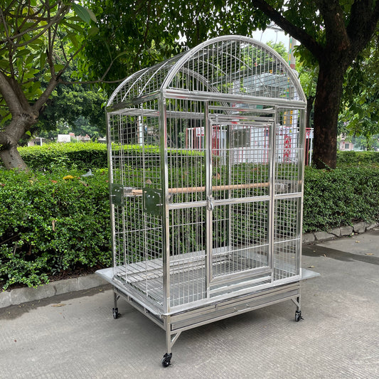 SUS201 Stainless Steel Parrot Cage 100x75x162cm Dome Top Bird Cage Macaw Cage