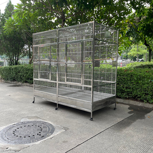 SUS201 Stainless Steel Parrot Cage 200x100x185cm Great Twins Bird Cage Big Macaw