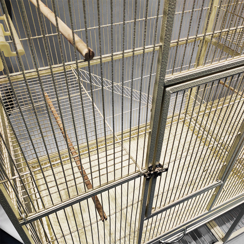 Black Vein Metal Bird Cage Twins Style For Small Pet and Parrot 152x46x 148cm