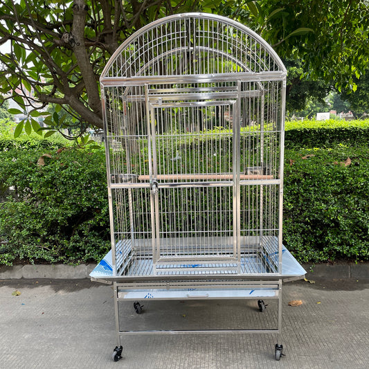 SUS201 Stainless Steel Parrot Cage 80x55x160cm Dome Top Bird Cage Big Macaw
