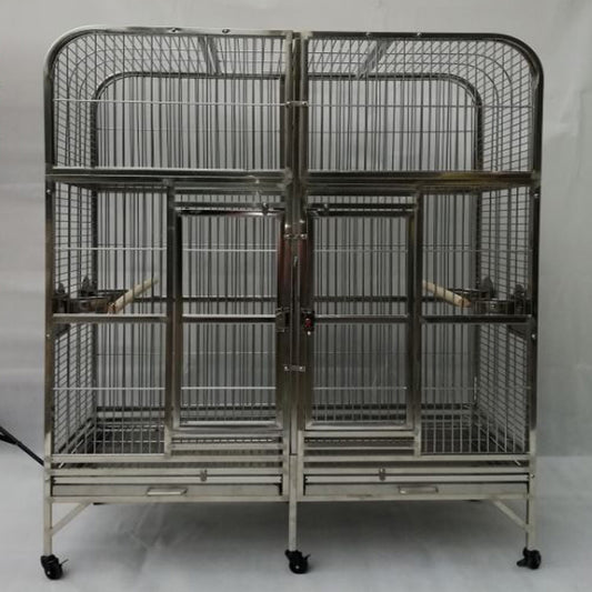 SUS201 Stainless Steel Parrot Cage 127x60x160cm Great Twins Bird Cage Big Macaw