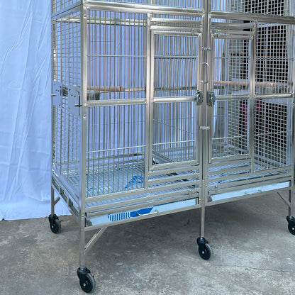 SUS201 Stainless Steel Parrot Cage 127x60x160cm Great Twins Bird Cage Big Macaw