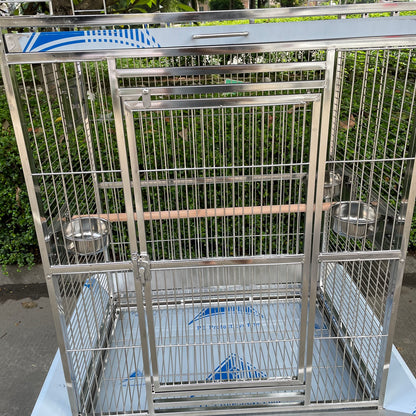 SUS201 Stainless Steel Parrot Cage 80x55x160cm Play Top Bird Cage Big Macaw
